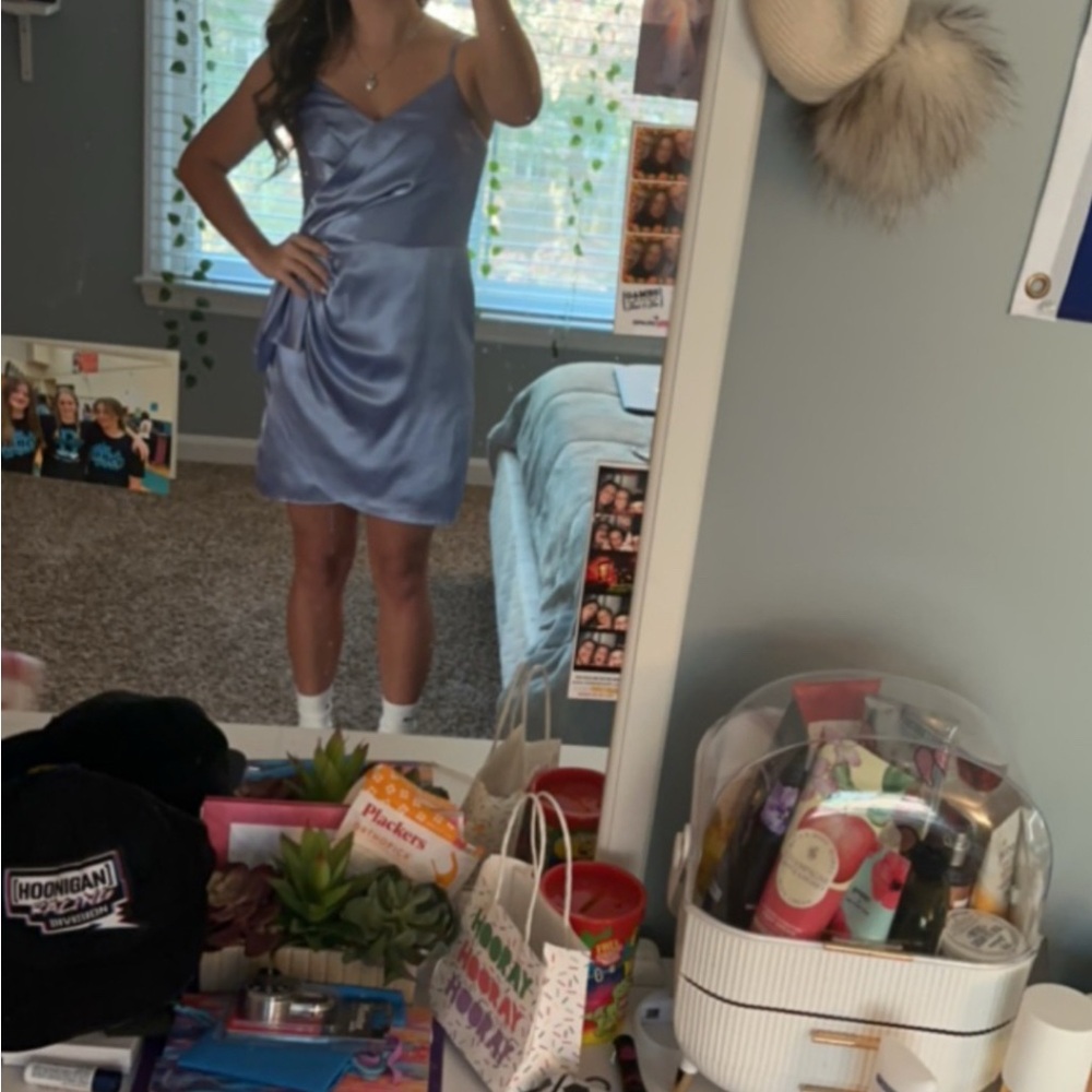 Elegant Blue Satin Dress